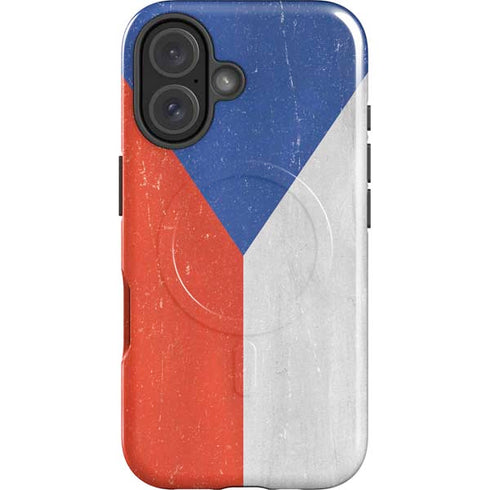 Czech Republic Flag Distressed iPhone 16 Magsafe Impact Case