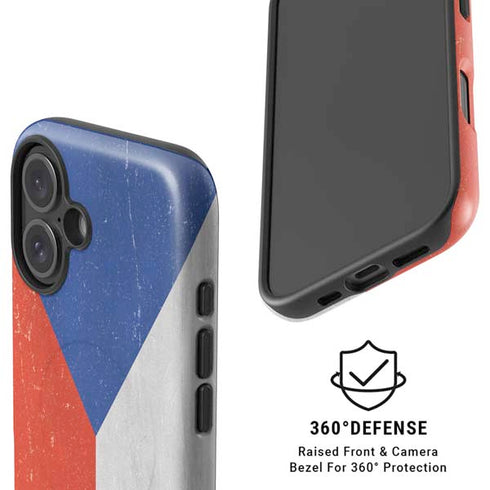 Czech Republic Flag Distressed iPhone 16 Magsafe Impact Case
