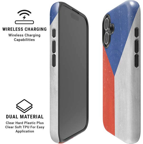Czech Republic Flag Distressed iPhone 16 Magsafe Impact Case