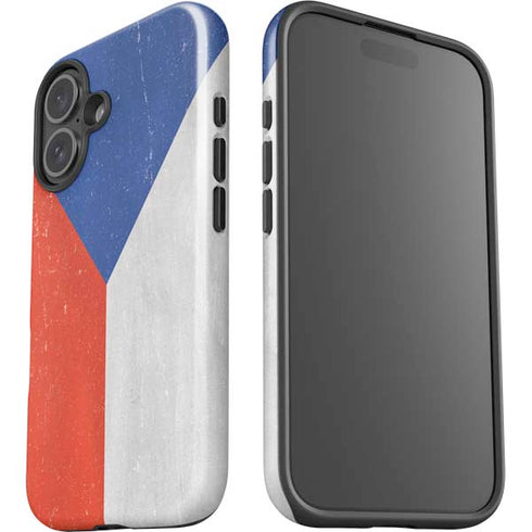 Czech Republic Flag Distressed iPhone 16 Plus Impact Case