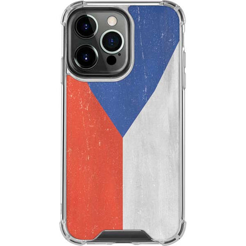 Czech Republic Flag Distressed iPhone 16 Pro Clear Case