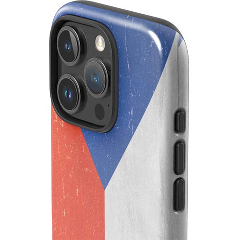Czech Republic Flag Distressed iPhone 16 Pro Impact Case