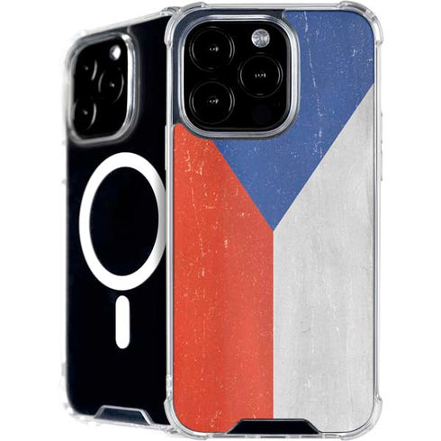 Czech Republic Flag Distressed iPhone 16 Pro MagSafe Case