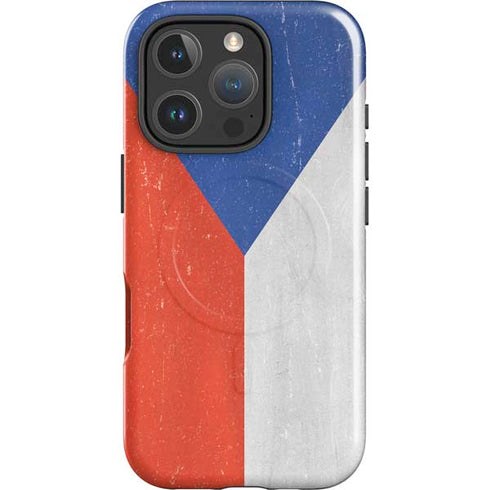 Czech Republic Flag Distressed iPhone 16 Pro Magsafe Impact Case