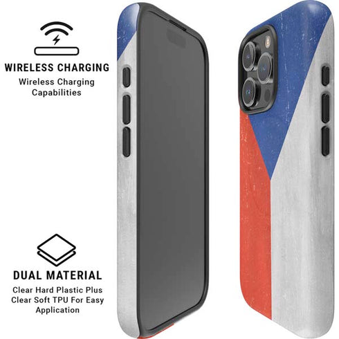 Czech Republic Flag Distressed iPhone 16 Pro Magsafe Impact Case
