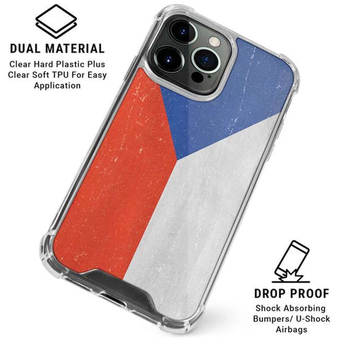 Czech Republic Flag Distressed iPhone 16 Pro Max Clear Case