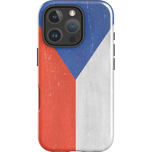 Czech Republic Flag Distressed iPhone 16 Pro Max Impact Case