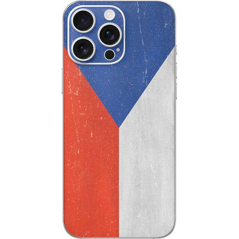 Czech Republic Flag Distressed iPhone 16 Pro Max Skin