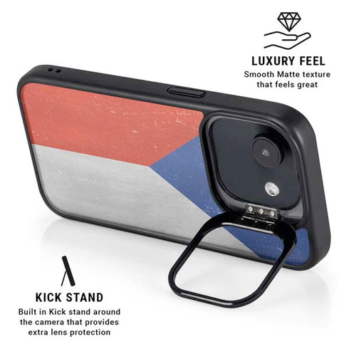 Czech Republic Flag Distressed iPhone 16e Kickstand Case
