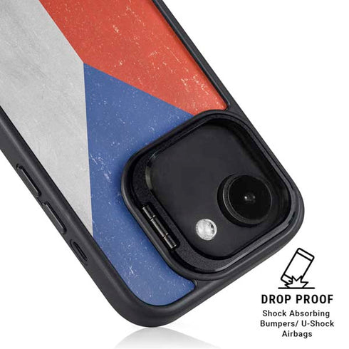 Czech Republic Flag Distressed iPhone 16e Kickstand Case