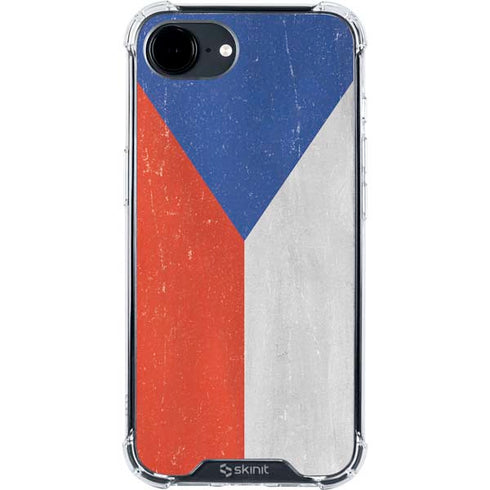 Czech Republic Flag Distressed iPhone 16e Clear Case