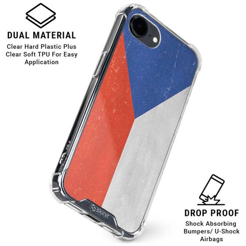 Czech Republic Flag Distressed iPhone 16e Clear Case