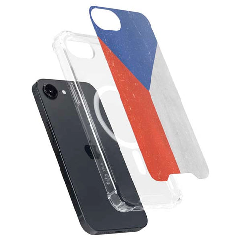Czech Republic Flag Distressed iPhone 16e MagSafe Case