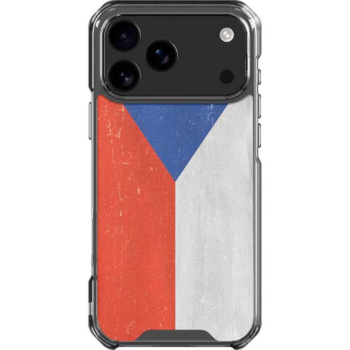 Czech Republic Flag Distressed iPhone 18 Pro Max Clear Case