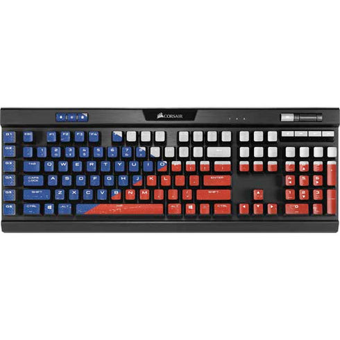Czech Republic Flag Distressed K95 RGB PLATINUM Mechanical Gaming Keyboard Skin