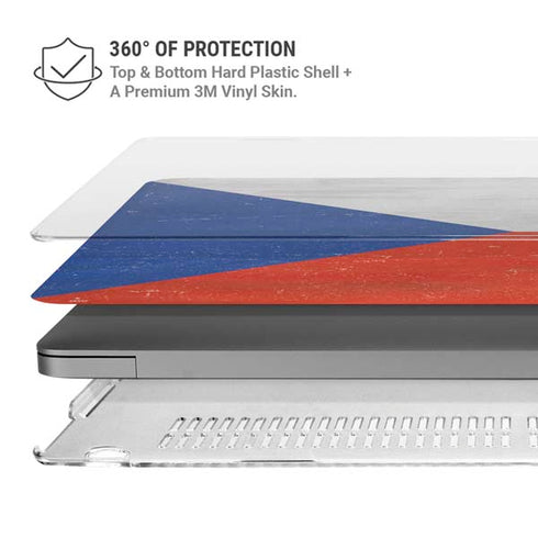 Czech Republic Flag Distressed MacBook Pro 14in (2021-24) Case plus Skin