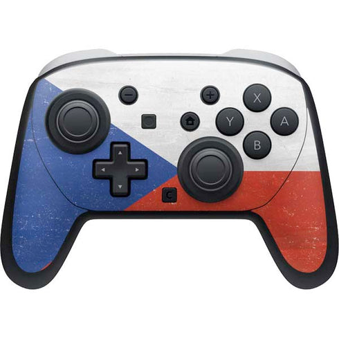 Czech Republic Flag Distressed Nintendo Switch 2 (2025) Pro Controller Skin