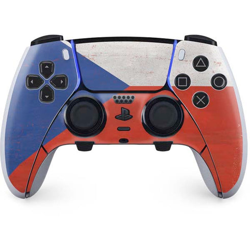 Czech Republic Flag Distressed PS5 DualSense Edge Pro Controller Skin