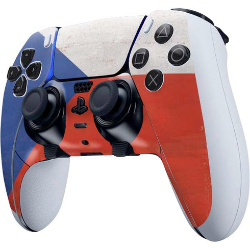 Czech Republic Flag Distressed PS5 DualSense Edge Pro Controller Skin