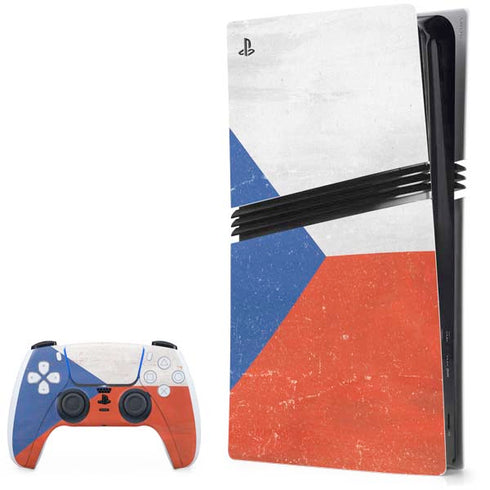 Czech Republic Flag Distressed PlayStation PS5 Skins