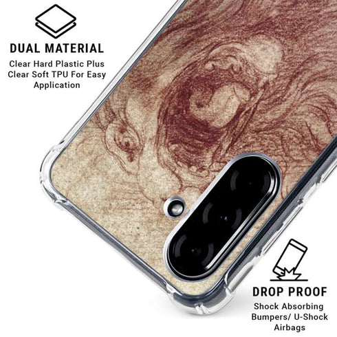 da Vinci - Sketch of a roaring lion by Da Vinci Galaxy A36 5G Clear Case