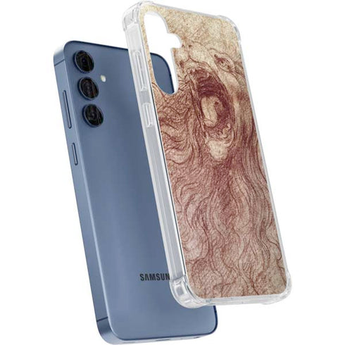 da Vinci - Sketch of a roaring lion by Da Vinci Galaxy A55 5G Clear Case