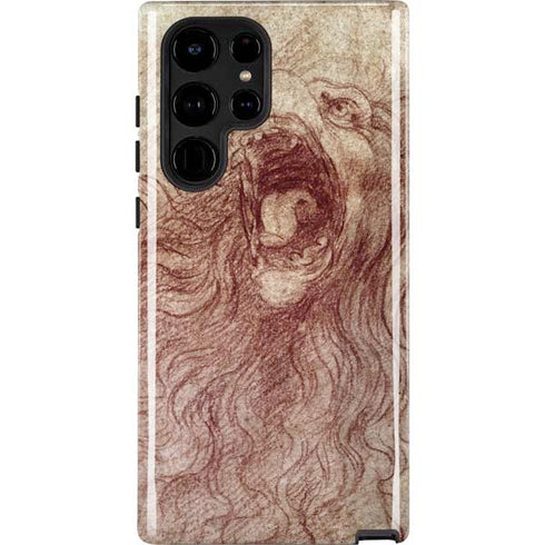 da Vinci - Sketch of a roaring lion by Da Vinci Galaxy S25 Ultra Impact Case