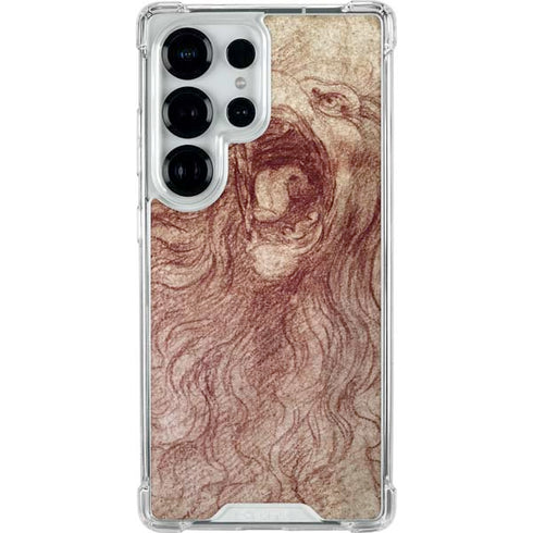 da Vinci - Sketch of a roaring lion by Da Vinci Galaxy S25 Ultra Clear Case