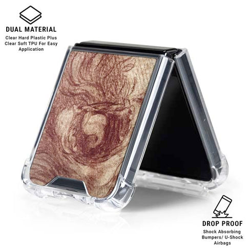 da Vinci - Sketch of a roaring lion by Da Vinci Galaxy Z Flip6 Clear Case