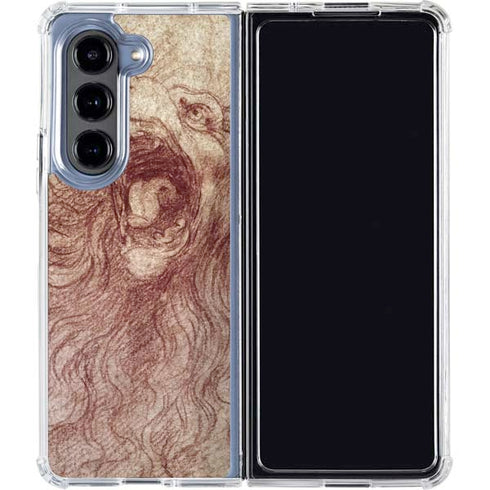 da Vinci - Sketch of a roaring lion by Da Vinci Galaxy Z Fold5 5G Clear Case