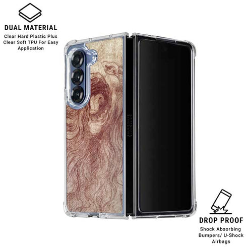 da Vinci - Sketch of a roaring lion by Da Vinci Galaxy Z Fold6 Clear Case