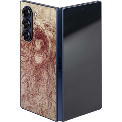 da Vinci - Sketch of a roaring lion by Da Vinci Galaxy Z Fold6 Skin