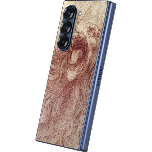 da Vinci - Sketch of a roaring lion by Da Vinci Galaxy Z Fold6 Skin