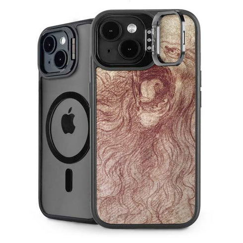 da Vinci - Sketch of a roaring lion by Da Vinci iPhone 15 Plus Kickstand Case
