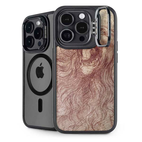 da Vinci - Sketch of a roaring lion by Da Vinci iPhone 15 Pro Max Kickstand Case