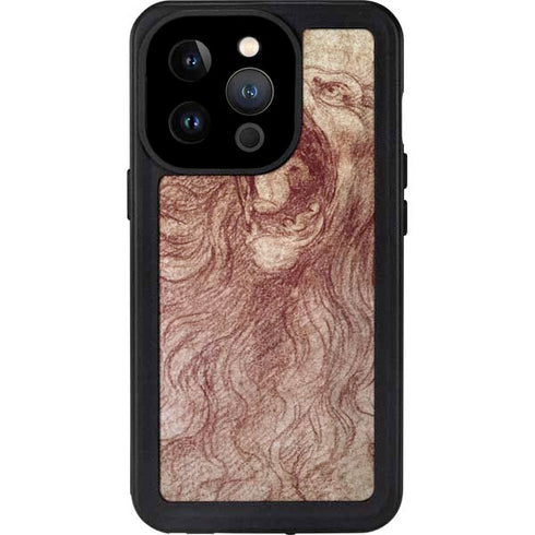 da Vinci - Sketch of a roaring lion by Da Vinci iPhone 15 Pro Waterproof Case