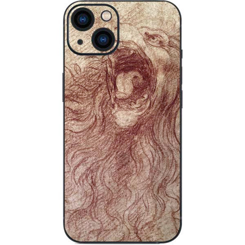 da Vinci - Sketch of a roaring lion by Da Vinci iPhone 15 Skin
