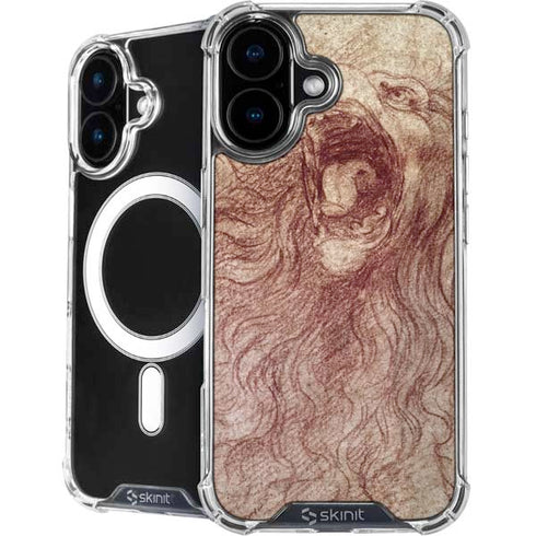 da Vinci - Sketch of a roaring lion by Da Vinci iPhone 16 MagSafe Case