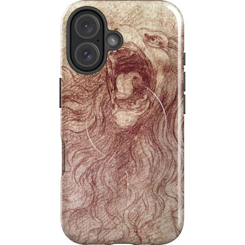 da Vinci - Sketch of a roaring lion by Da Vinci iPhone 16 Magsafe Impact Case
