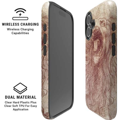 da Vinci - Sketch of a roaring lion by Da Vinci iPhone 16 Magsafe Impact Case