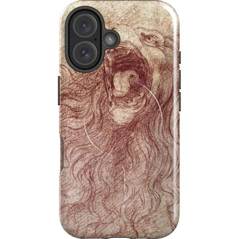 da Vinci - Sketch of a roaring lion by Da Vinci iPhone 16 Plus Magsafe Impact Case