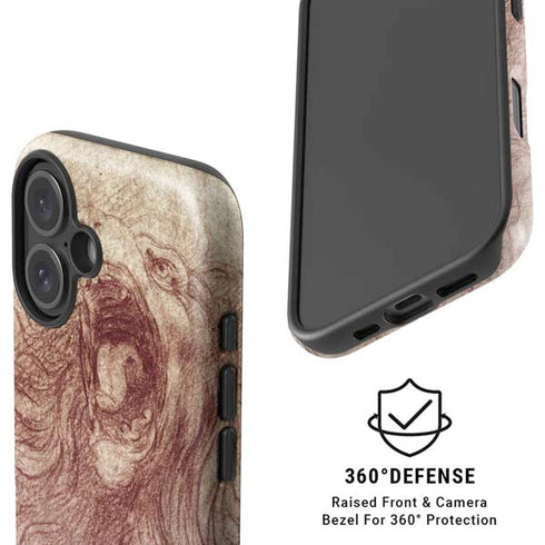 da Vinci - Sketch of a roaring lion by Da Vinci iPhone 16 Plus Magsafe Impact Case