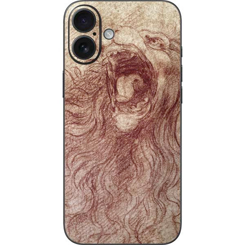 da Vinci - Sketch of a roaring lion by Da Vinci iPhone 16 Plus Skin