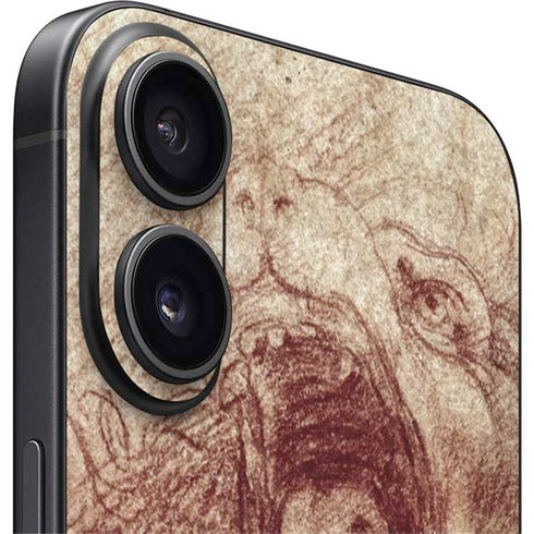 da Vinci - Sketch of a roaring lion by Da Vinci iPhone 16 Plus Skin