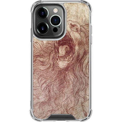 da Vinci - Sketch of a roaring lion by Da Vinci iPhone 16 Pro Clear Case