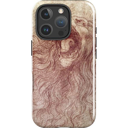 da Vinci - Sketch of a roaring lion by Da Vinci iPhone 16 Pro Impact Case
