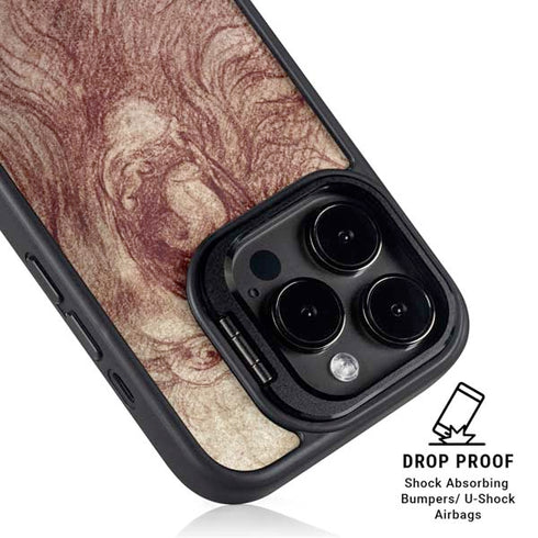 da Vinci - Sketch of a roaring lion by Da Vinci iPhone 16 Pro Kickstand Case