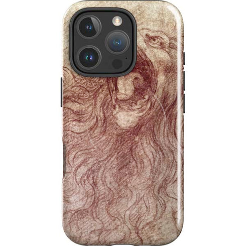 da Vinci - Sketch of a roaring lion by Da Vinci iPhone 16 Pro Max Magsafe Impact Case