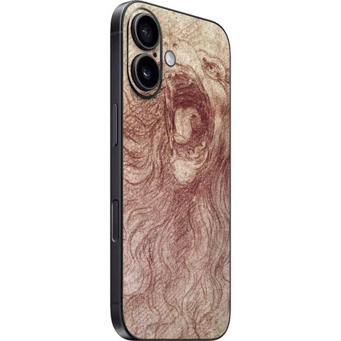 da Vinci - Sketch of a roaring lion by Da Vinci iPhone 16 Skin
