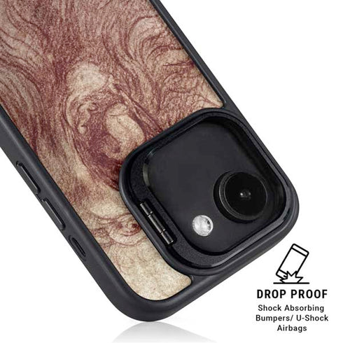 da Vinci - Sketch of a roaring lion by Da Vinci iPhone 16e Kickstand Case